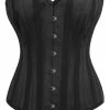 Überbrust-Korsett Aus Schwarzem Satin Mit Bestickten Stäbchenkanälen
