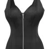 Überbrust-Korsett Aus Schwarzem Satin Mit Trägern Und Reißverschluss