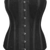 Longline Überbrust-Korsett Aus Schwarzem Satin Mit Overlay Aus Spitze Im Edwardianischen Stil