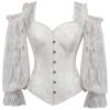 Überbrust-Korsett Aus Elfenbeinfarbenem Brokat Mit Spitzenärmeln