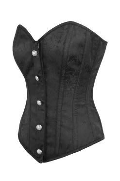 Überbrust-Korsett Aus Schwarzem Brokat Mit Vorderem Reißverschluss Und Zierknöpfen -Corset Story BC 0143 bf838a00 0551 4df9 b54d fe76fa78cc6b