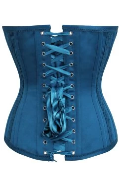 Überbrust-Korsett Aus Blauem Satin Mit Spitzenbesatz -Corset Story BC 0512