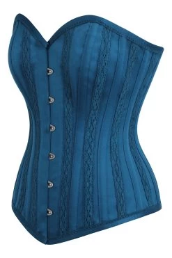 Überbrust-Korsett Aus Blauem Satin Mit Spitzenbesatz -Corset Story BC 0513
