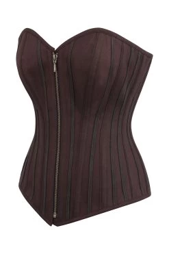 Überbrust-Korsett In Braun Mit Vorderem Reißverschluss -Corset Story BC 0563