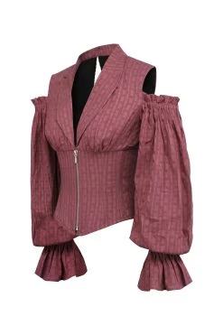 Korsett-Oberteil In Terrakotta Mit Vorderem Reißverschluss Und Langen Ärmeln -Corset Story BC 0673