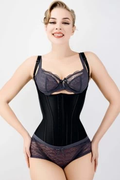 Corset Story Unterbrust-Korsett, Mit Anpassbaren BH-Trägern Latex, Schwarz -Corset Story CLST024 C 2d892d40 96c1 45ec 8b49 b4673a194224