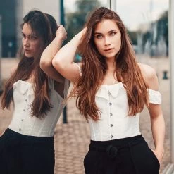 Korsett-Oberteil Mit Geradem Ausschnitt Und Schulterfreien Ärmeln, Baumwolle, Weiß -Corset Story CSFT101 Customerpic June2021 2 cd8d4334 bf84 4802 bd16 ce82fcd60bb4