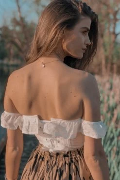 Korsett-Oberteil Mit Geradem Ausschnitt Und Schulterfreien Ärmeln, Baumwolle, Weiß -Corset Story CSFT101 website 6