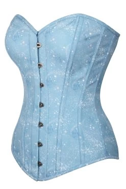 Longline Überbrust-Korsett Mit Himmelblauem Astronomiemuster