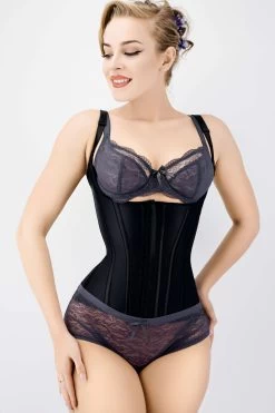 Corset Story Unterbrust-Korsett, Mit Anpassbaren BH-Trägern Latex, Schwarz