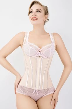Corset Story Unterbrust Korsett Mit Verstellbaren BH-Trägern Aus Latex, Beige