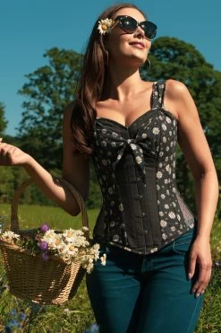 Vintage Gestyltes Gänseblümchen Überbrust Korsett -Corset Story FTS086 July2020 website 2