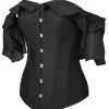 Schwarzes Satin Korsettoberteil Mit Wasserfallärmeln