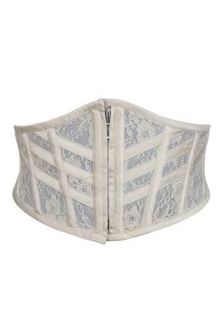 Josie Ein Wespentaillengürtel Mit Fächerschnürung Aus Champagnerfarbenem Satin Und Spitze