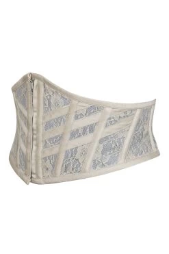 Josie Ein Wespentaillengürtel Mit Fächerschnürung Aus Champagnerfarbenem Satin Und Spitze -Corset Story LO 0023