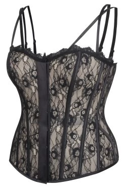 Clementine Ein Schwarzes Überbrustkorsett Aus Satin Und Spitze Mit Spaghettiträgern -Corset Story LO 0103
