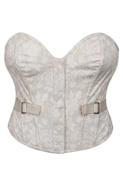 Luella Ein Bauchfreies Überbrustkorsett Aus Bedruckter Baumwolle Mit Dem Motiv „Ein Regnerischer Tag In Alençon“ Und Fächerschnürung