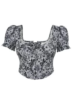 Zadie Ein Samtweißes Korsettoberteil Mit Dem Muster „Alençon“ Aus Stretch-Baumwolle Und Mit Puffärmeln