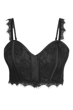 Marjorie Ein Schwarzer Korsett-Bralette Aus Satin Und Spitze