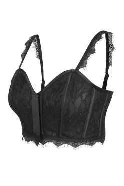 Marjorie Ein Schwarzer Korsett-Bralette Aus Satin Und Spitze -Corset Story LO 0233