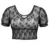 Rayne Bauchfreies Oberteil Aus Schwarzer Spitze, Mit Puffärmeln