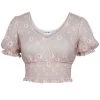 Rayne Bauchfreies Oberteil Aus Präriepinker Spitze, Mit Puffärmeln