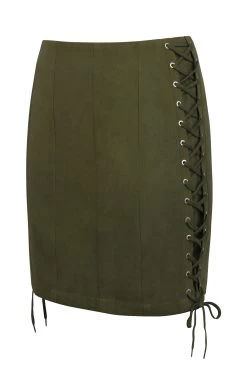 Edith Capulate Olive Cotton Twill Corset Inspired Skirt -Corset Story LO 0443