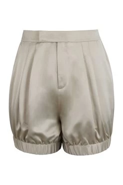 Minnie Champagnerfarbene Shorts Aus Satin Im Bloomer-Stil, Mit Taschen