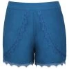 Agatha Blaugrüne Shorts Aus Viskose, Mit Spitzenbesatz