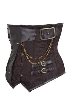 Braunes Steampunk-Unterbrustkorsett Aus Brokat -Corset Story MY 2143