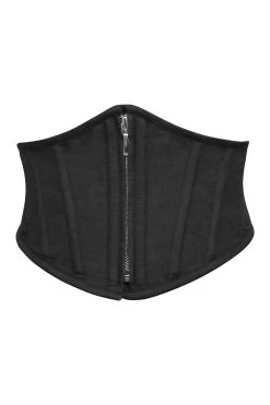 Iris Wespentaillengürtel In Schwarz, Aus Baumwolle, Mit Reißverschluss Vorne