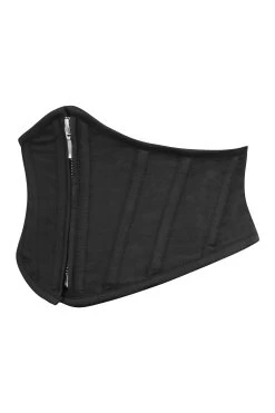 Iris Wespentaillengürtel In Schwarz, Aus Baumwolle, Mit Reißverschluss Vorne -Corset Story SC 0023
