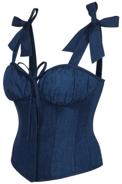 Daphne – Ein Blaues Korsett-Top Aus Chambray-Stoff, Mit Trägern -Corset Story SC 030 side