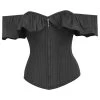 Marigold – Schwarzes Baumwoll-Korsett-Top Mit Rüschenärmeln