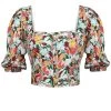 Fern Auffällig Geblümtes, Kurzes Korsett Aus Viskose Mit Puffärmeln