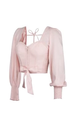 Blossom – Ein Präriepinkfarbenes Viskose-Korsett-Top Mit Gummizug Im Rücken -Corset Story SC 0543