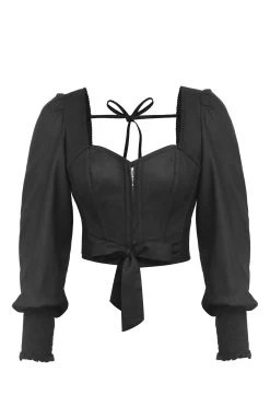 Blossom – Ein Schwarzes Korsett-Top Aus Viskose Mit Gummizug Im Rücken