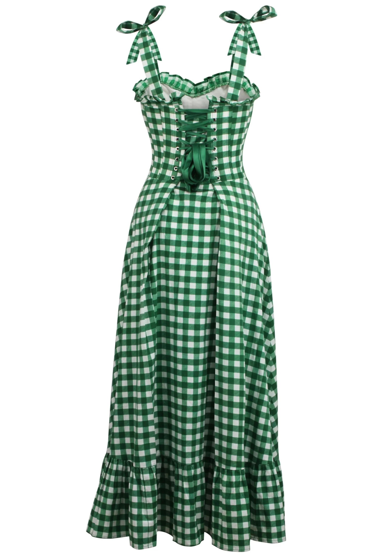 Camelia – Ein Grünkariertes Maxikleid Mit Korsett Aus Baumwolle 2 Camelia – Ein Grünkariertes Maxikleid Mit Korsett Aus Baumwolle – Bild 2