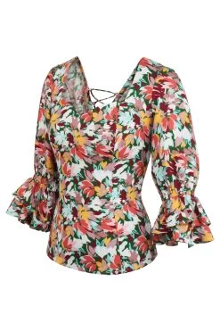 Liana Auffällig Geblümtes Rückenfreies Top Aus Viskose Mit Korsett-Schnitt -Corset Story SC 0773