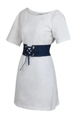 Ione Weißes, Asymmetrisches T-Shirt-Kleid Aus Jersey -Corset Story SC 0813