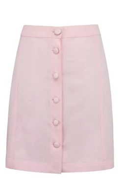 Poppy – Ein Baumwoll-Twill-Rock In Der Farbe Präriepink Mit Selbstabdeckenden Knöpfen