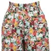 Calla – „Paperbag“-Shorts Mit „Floral Explosion“-Muster Aus Elastischem Viskosestoff