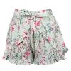 Daisy – Wiesengrüne Shorts Aus Viskose Mit Rüschensaum Und Gürtel Zum Selbstbinden