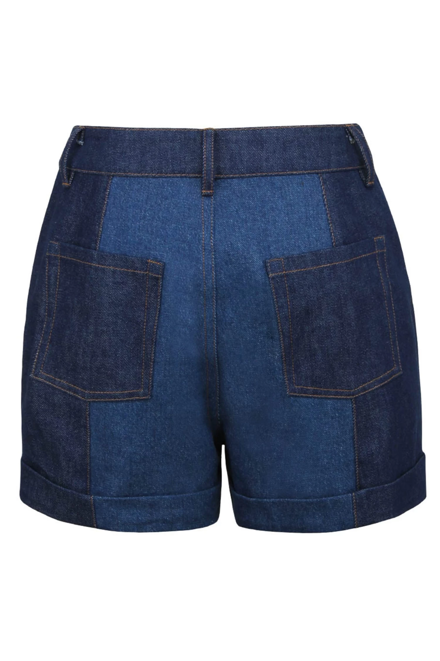 Freesia – Zweifarbige Shorts Aus Blauem Jeans-Stoff 2 Freesia – Zweifarbige Shorts Aus Blauem Jeans-Stoff – Bild 2