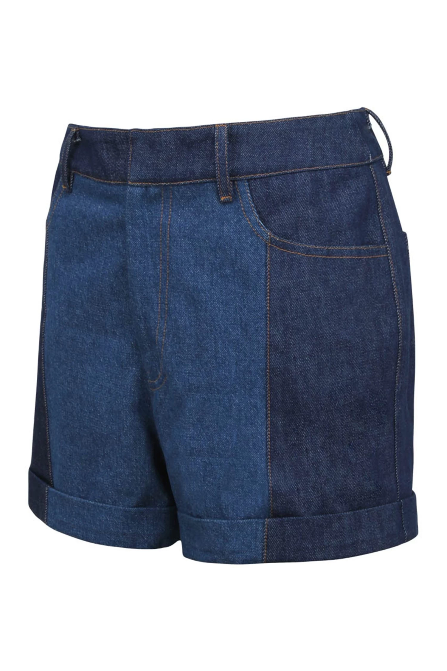 Freesia – Zweifarbige Shorts Aus Blauem Jeans-Stoff 3 Freesia – Zweifarbige Shorts Aus Blauem Jeans-Stoff – Bild 3