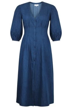 Rosemary – Ein Blaues Hemdkleid Aus Chambray-Stoff Mit Von Korsetts Inspirierter Schnürung