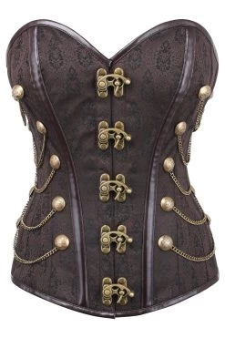 Steampunk Korsett In Braun Mit Ketten, Waist-Taming