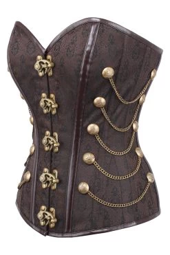 Steampunk Korsett In Braun Mit Ketten, Waist-Taming -Corset Story WTS2203