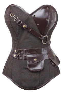 Braunes Longline Steampunk Korsett